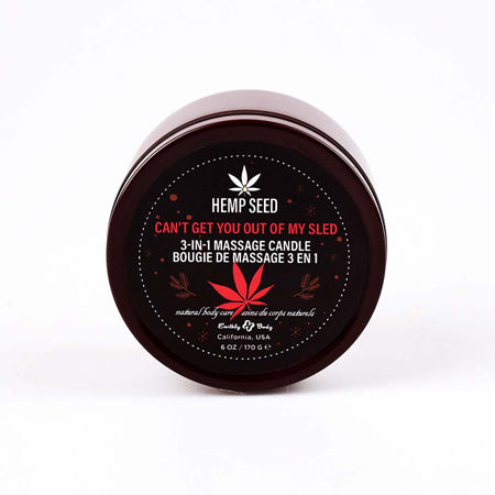 Earthly Body Hemp Seed 3-in-1 Holiday Candle Can&#39;t Get You Out Of My Sled 6 oz.