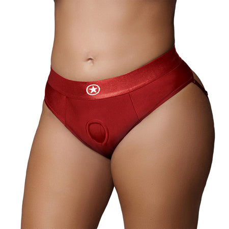 Ouch! Vibrating Strap-on Thong with Removable Butt Straps Red XL/XXL