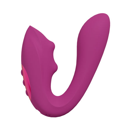 VIVE Yumi Rechargeable Triple Motor G-Spot Finger Motion Vibrator and Flickering Tongue Stimulator Pink